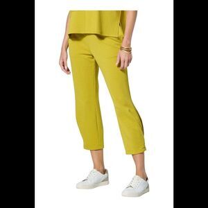WynneLayers Women's Ottoman Knit Button Hem Pant Chartreuse - Regular